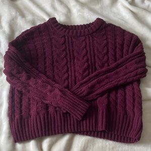 Pink Rose Maroon Cable Knit Sweater